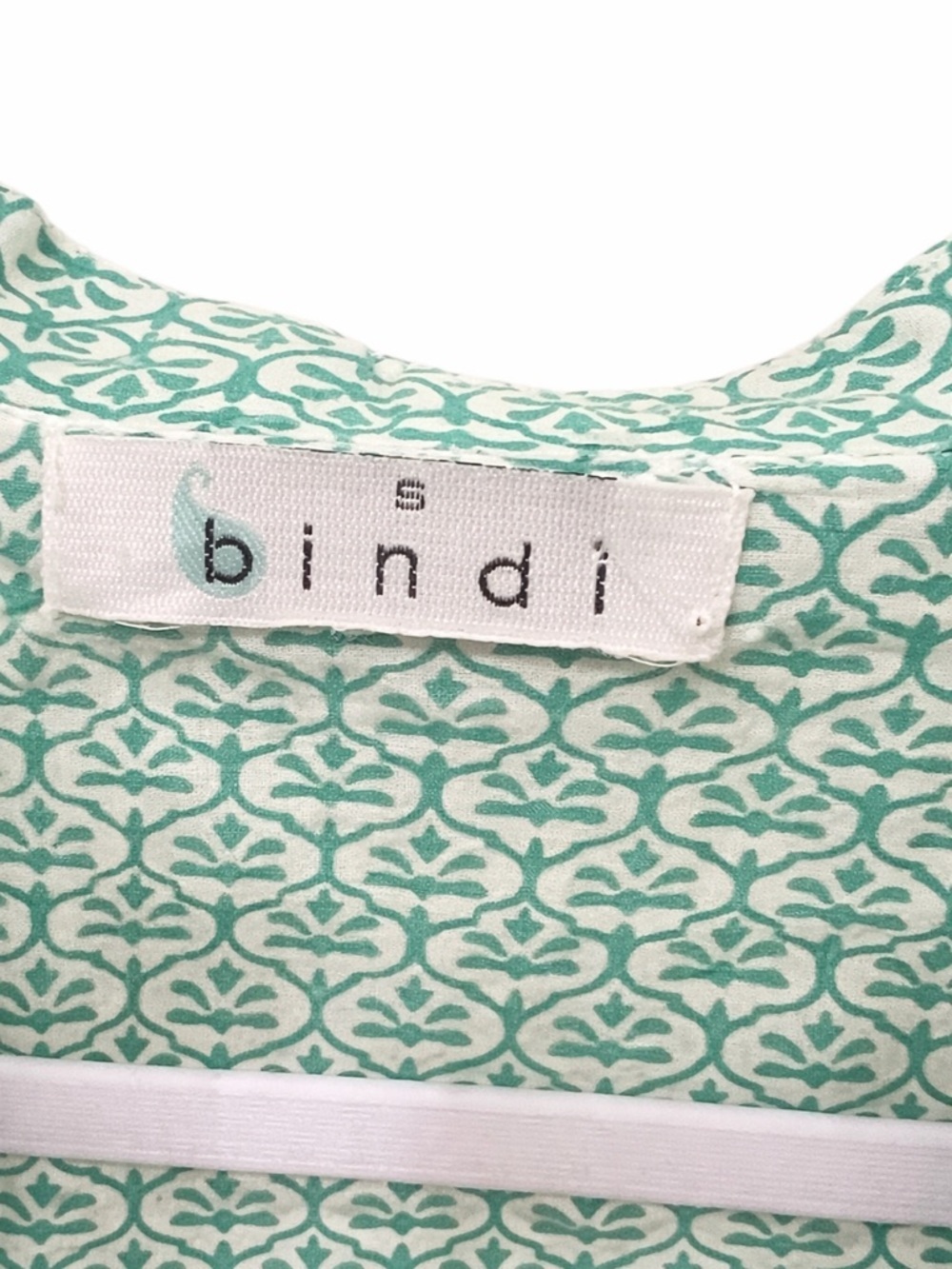 Bindi Tunic Top S Cotton Green Blue Paisley Boho Beach Cover Up Tassel - Picture 6 of 6
